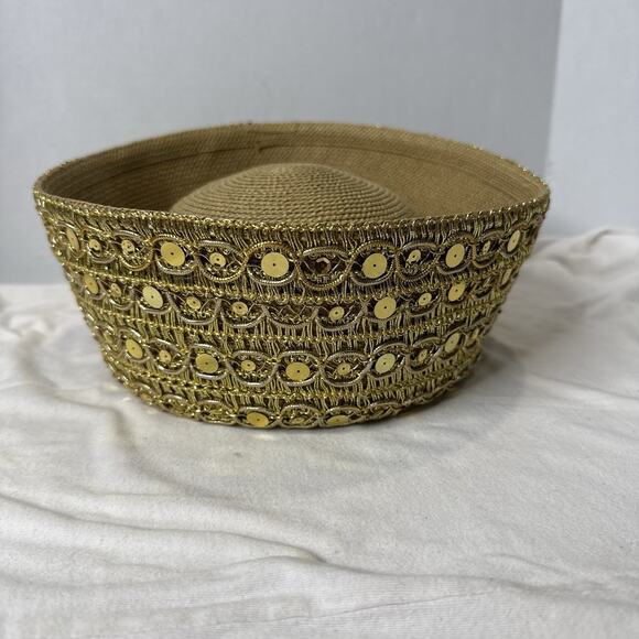 VTG Whittall & Shon Church Derby Pillbox Gold Button Sequins Statement Piece W main image 9